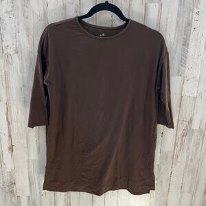 J Jill Brown Luxe Supima Cotton Ballet Sleeve Tunic Minimalist Womens Size XS